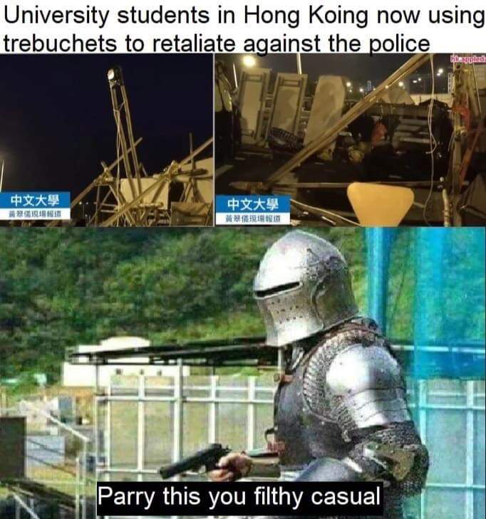 parry this you casual thanos - University students in Hong Koing now using trebuchets to retaliate against the police 24919.18 18 Berlin Parry this you filthy casual
