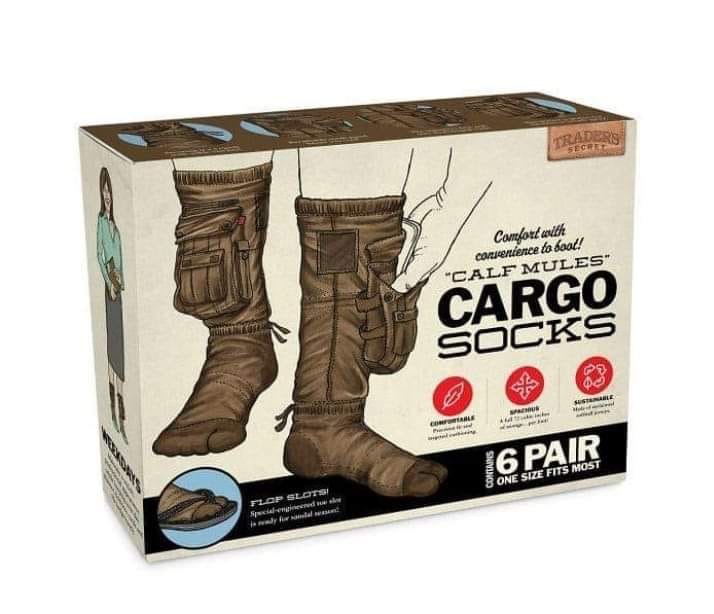 Traders Comlott avith causentence to boot! Calf Mules Cargo Socks Susta J6PAIR Figp Slots delwedd