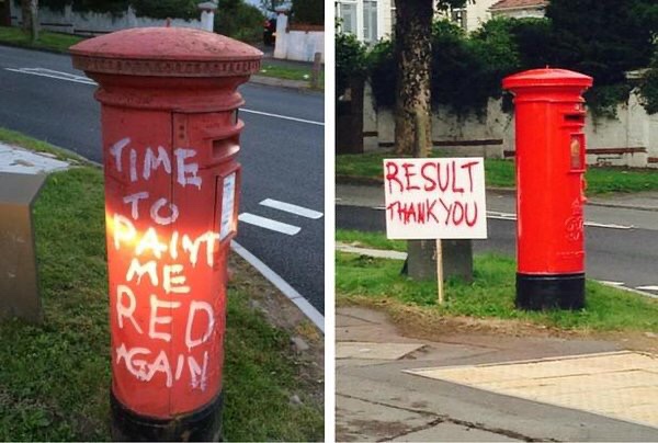 funny vandalism - To Result Thank You Red Again