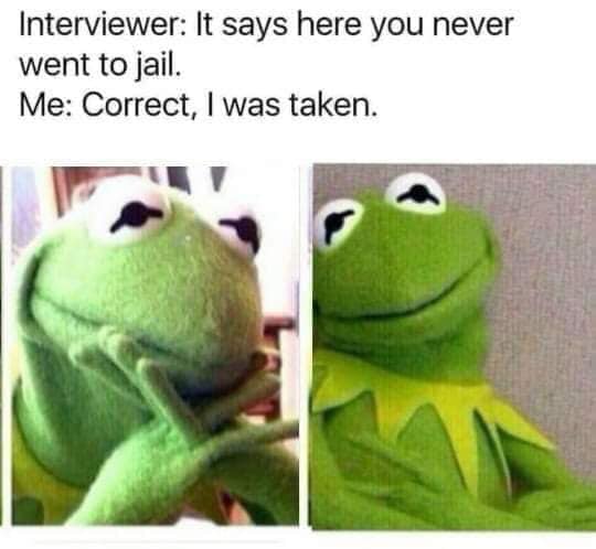 kermit the frog tumblr post - Interviewer It says here you never went to jail Me Correct, I was taken.