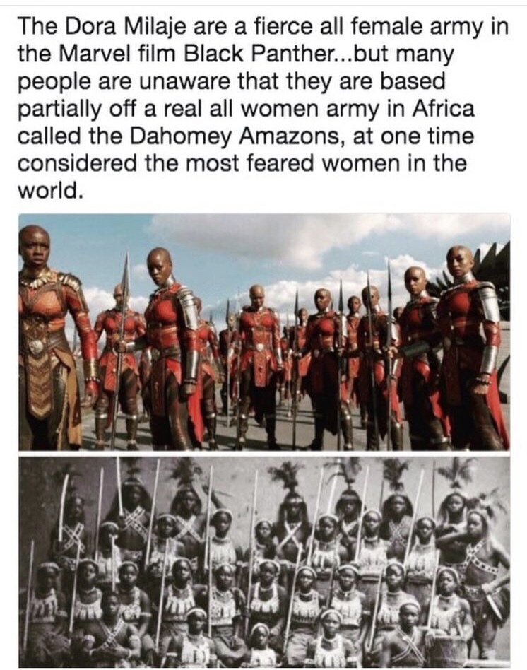 real dora milaje - The Dora Milaje are a fierce all female army in the Marvel film Black Panther...but many people are unaware that they are based partially off a real all women army in Africa called the Dahomey Amazons, at one time considered the most fe