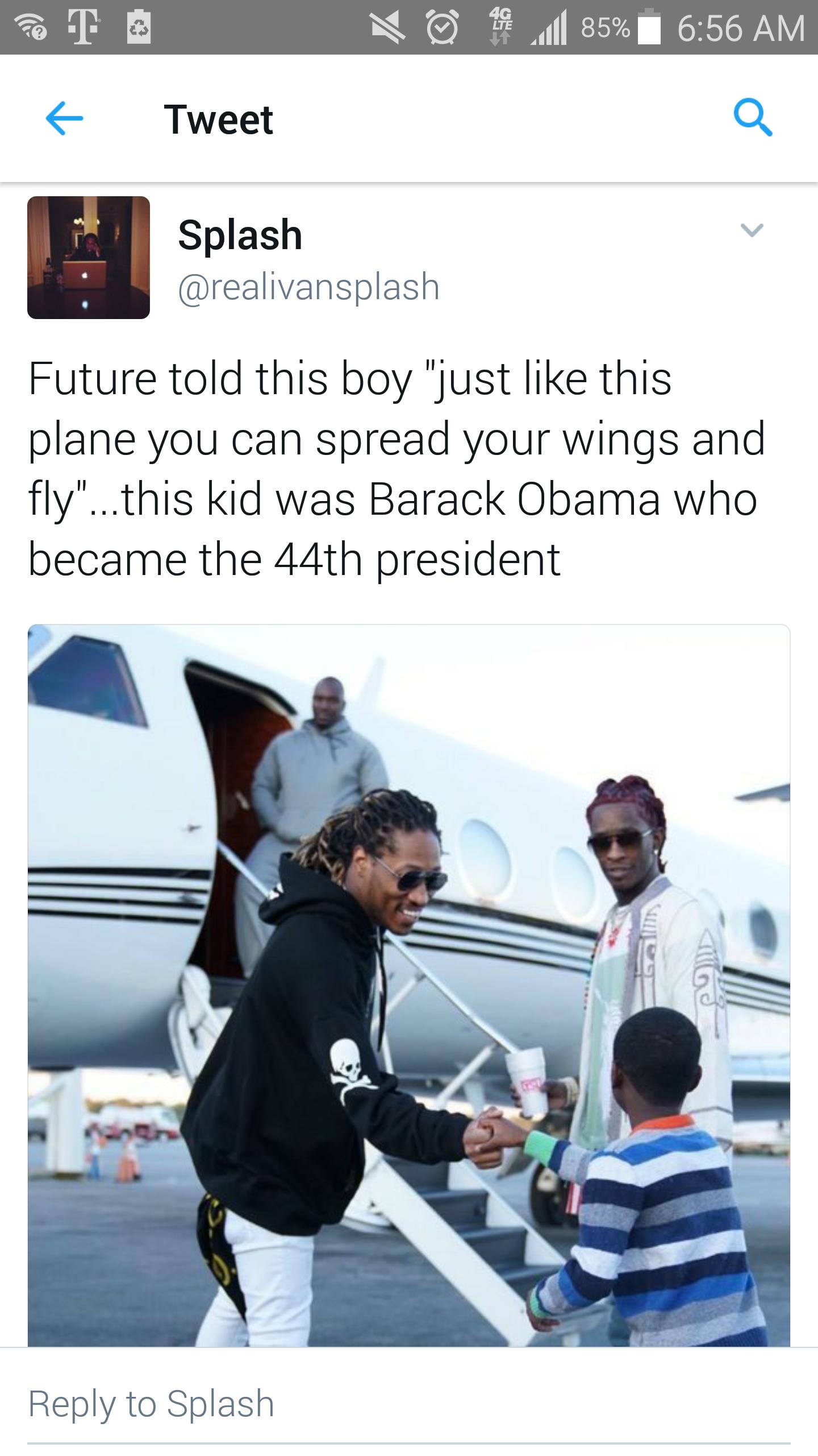 kid was barack obama meme - all 85% Tweet Tweet Splash Future told this boy "just this plane you can spread your wings and fly"...this kid was Barack Obama who became the 44th president to Splash