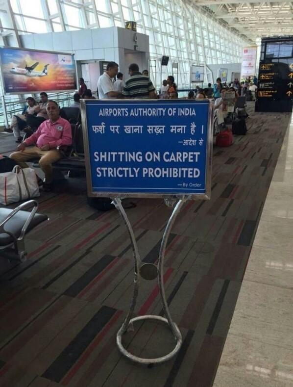 shitting on the carpet - Airports Authority Of India Shitting On Carpet Strictly Prohibited