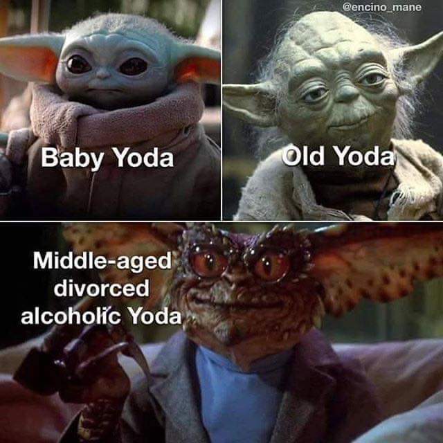 baby yoda old yoda middle aged yoda - Baby Yoda Old Yoda Middleaged divorced alcoholic Yoda