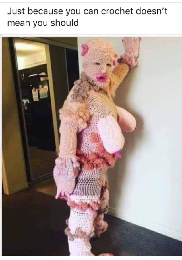 crochet gimp suit - Just because you can crochet doesn't mean you should