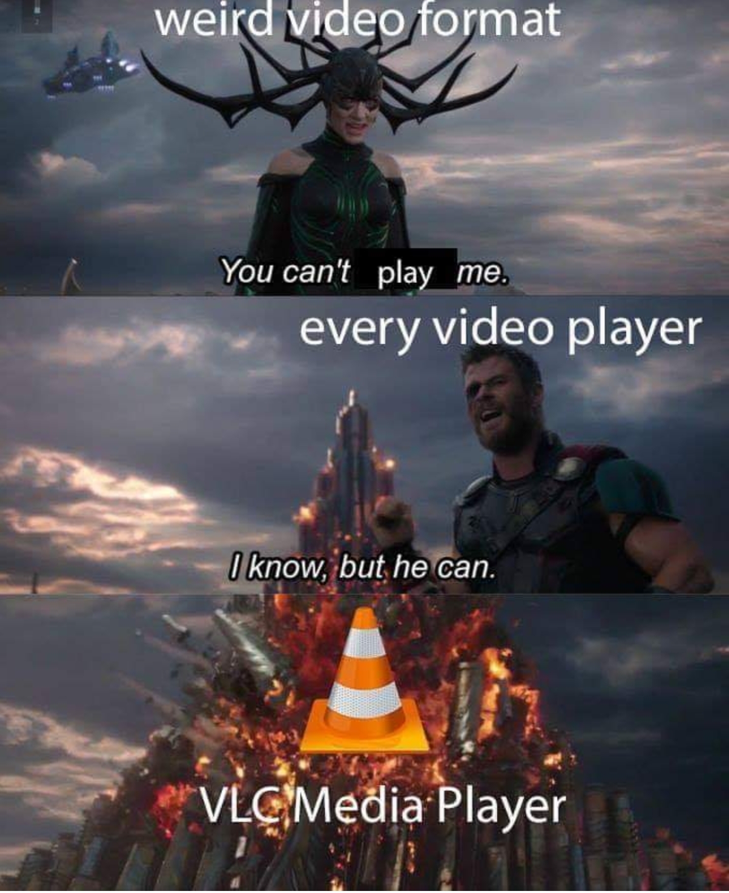 you can t defeat me template - weird video format You can't play me. every video player I know, but he can. Vlc Media Player