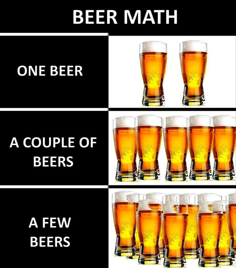 new member - Beer Math One Beer A Couple Of Beers A Few Beers