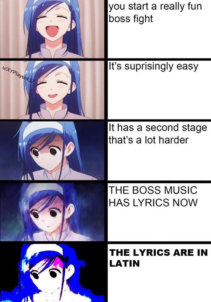 fumino furuhashi meme - you start a really fun boss fight ulkayee4V It's suprisingly easy It has a second stage that's a lot harder The Boss Music Has Lyrics Now The Lyrics Are In Latin