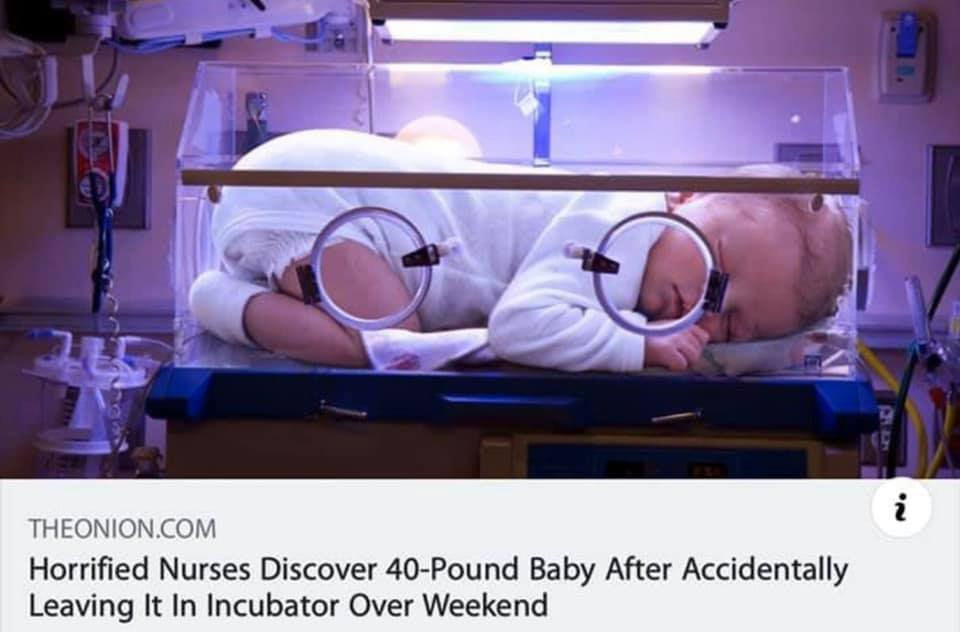 incubator meaning - Theonion.Com Horrified Nurses Discover 40Pound Baby After Accidentally Leaving It In Incubator Over Weekend