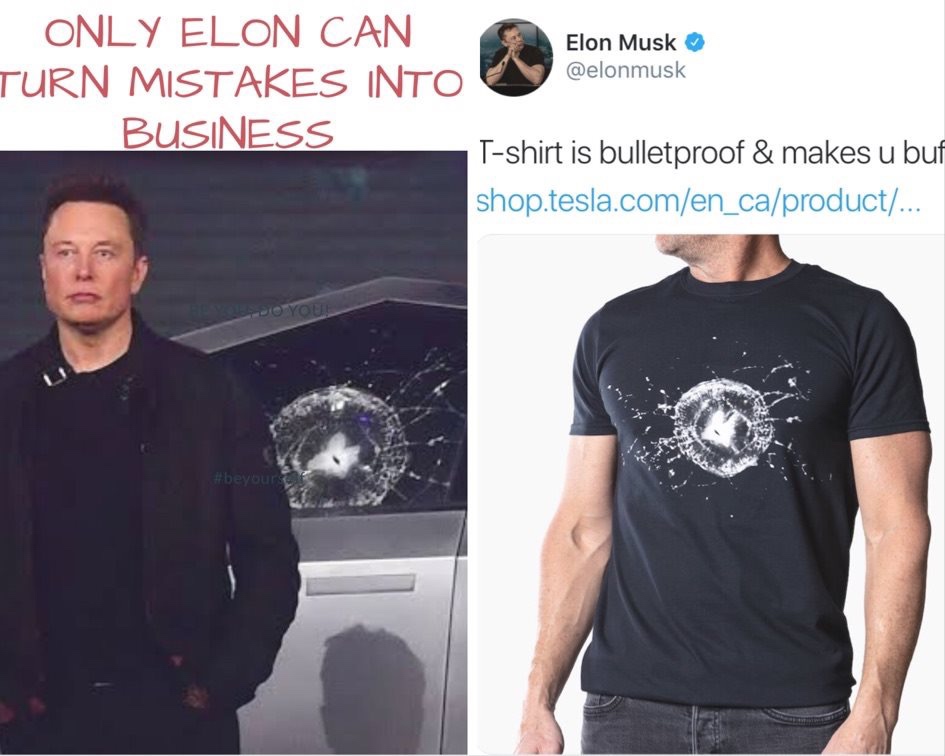 tesla cybertruck glass - Only Elon Can Turn Mistakes Into Business Elon Musk Ehler Musik Tshirt is bulletproof & makes u buf shop.tesla.comen_caproduct... | To You