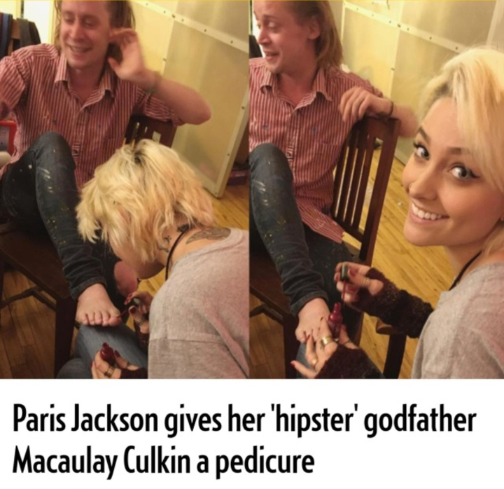macaulay culkin godfather paris jackson - Paris Jackson gives her 'hipster' godfather Macaulay Culkin a pedicure