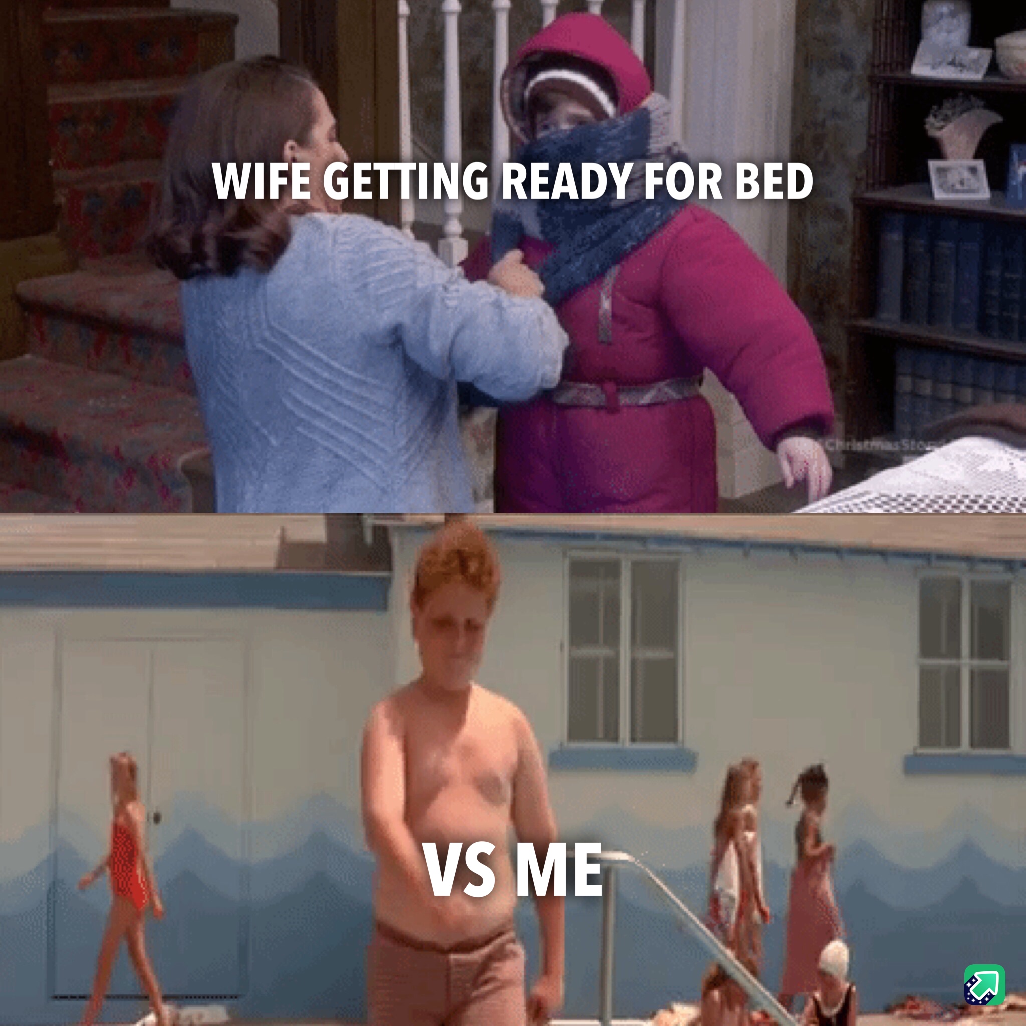 photo caption - Wife Getting Ready For Bed Vs Me