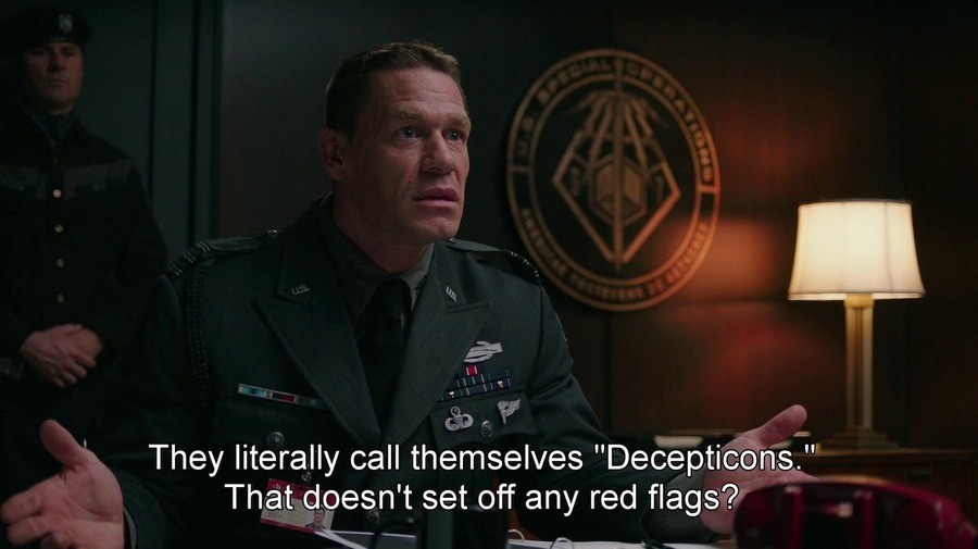 they literally call themselves decepticons that doesn t set off any red flags - They literally call themselves "Decepticons." That doesn't set off any red flags?
