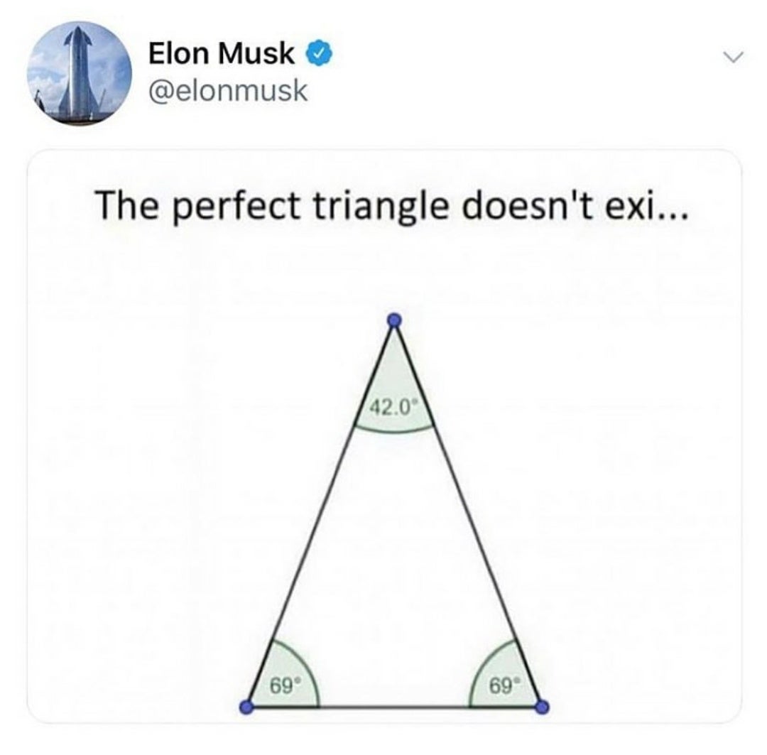 perfect triangle doesn t exi - Elon Musk The perfect triangle doesn't exi... 69 69