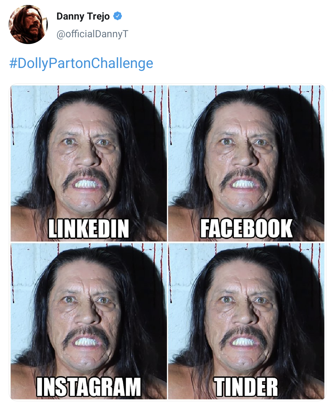 mouth - Danny Trejo Parton Challenge Linkedin Facebook Instagram Tinder