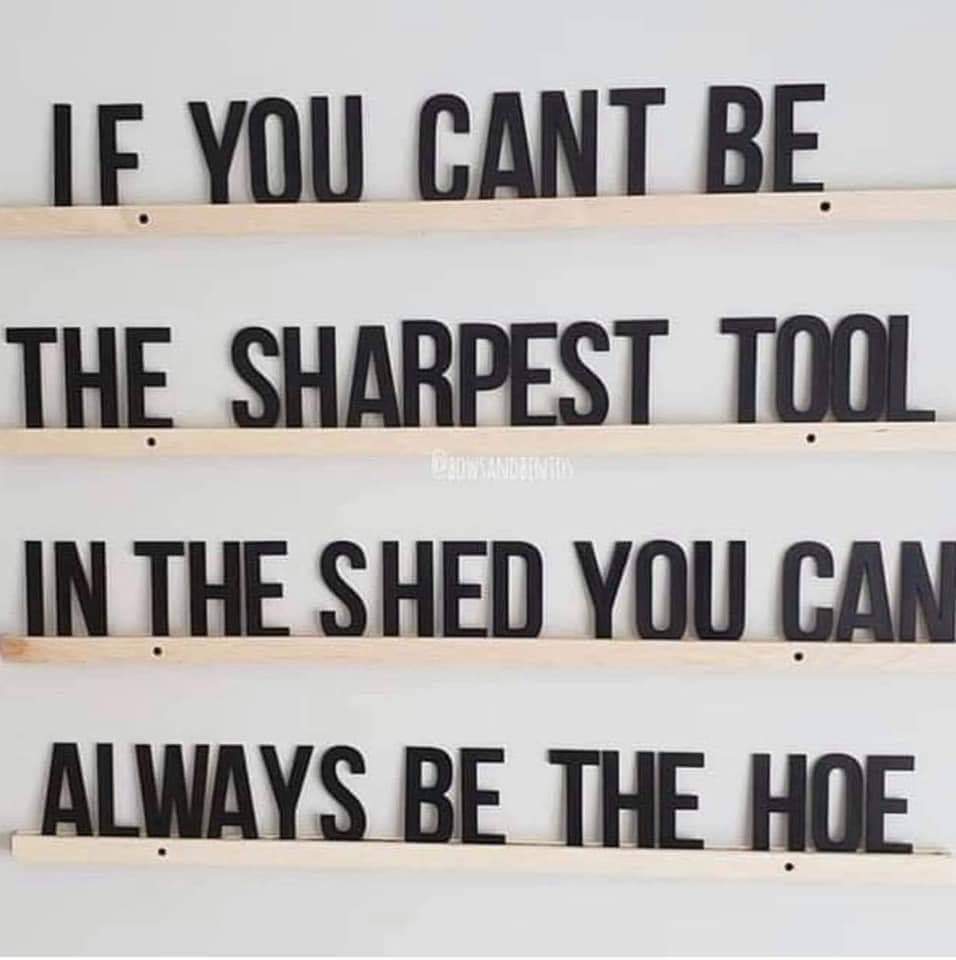 If You Cant Be The Sharpest Tool In The Shed You Can Always Be The Hoe