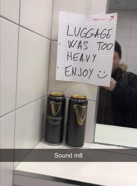 irish memes no luggage sound m8 - Luggage Was Too Heavy Enjoy Guinness Sound m8