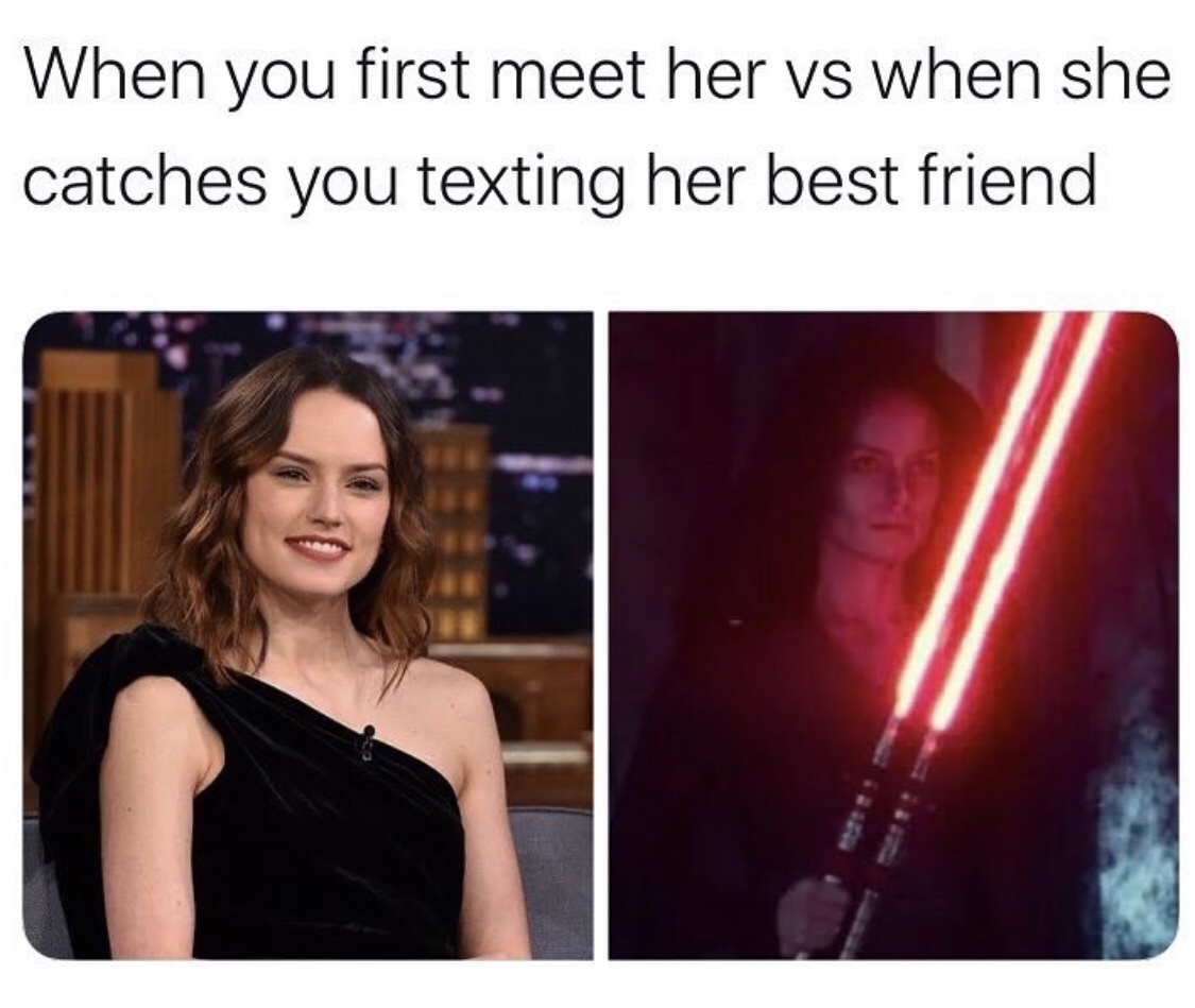 presentation - When you first meet her vs when she catches you texting her best friend