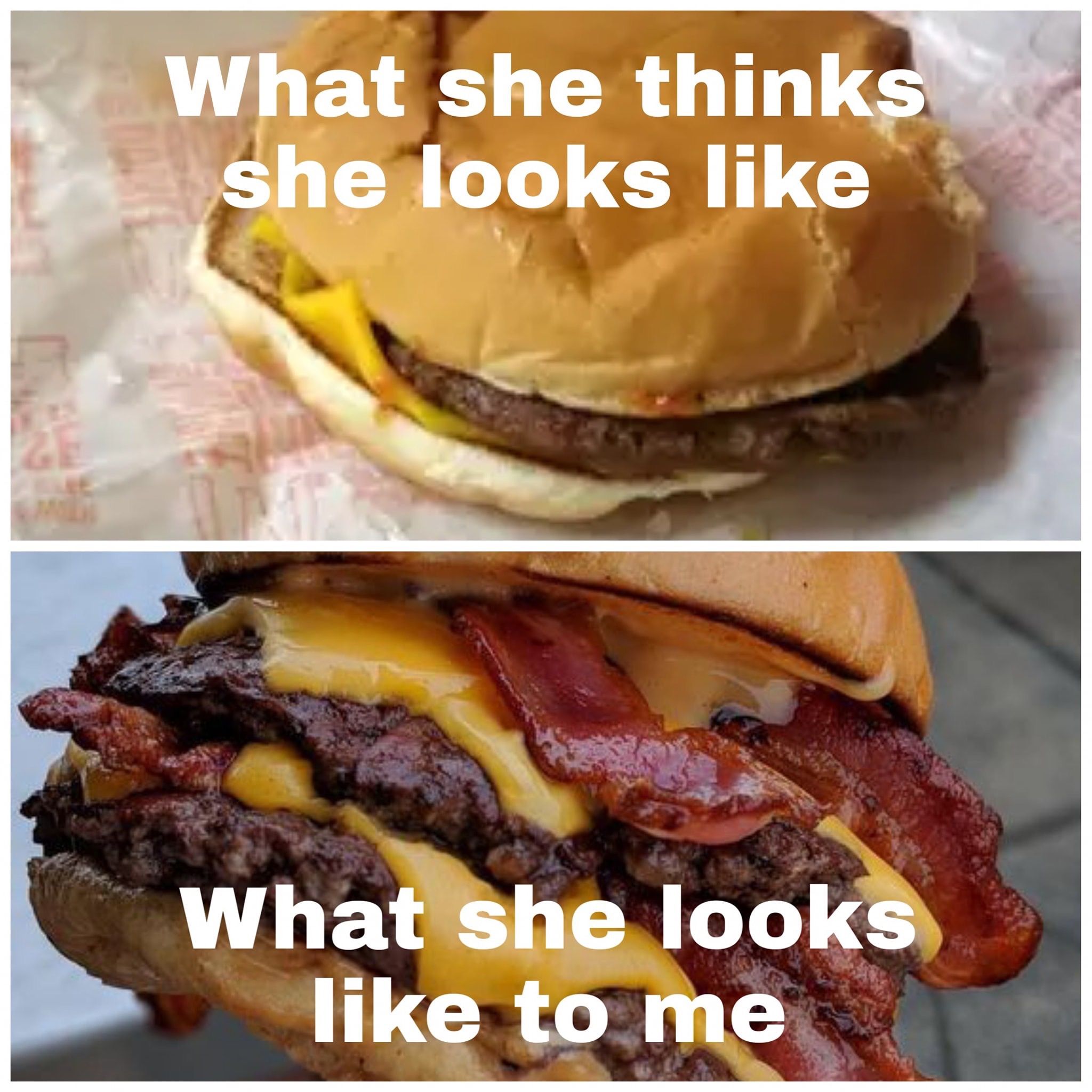 fast food - What she thinks she looks What she looks to me