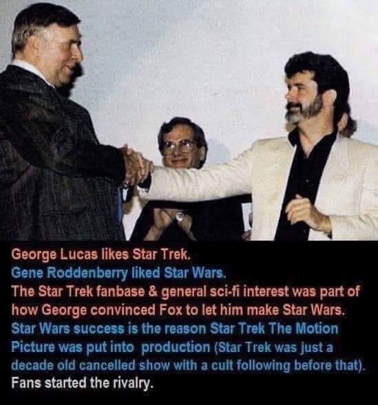 gene roddenberry george lucas - George Lucas Star Trek. Gene Roddenberry d Star Wars. The Star Trek fanbase & general scifi interest was part of how George convinced Fox to let him make Star Wars. Star Wars success is the reason Star Trek The Motion Pictu