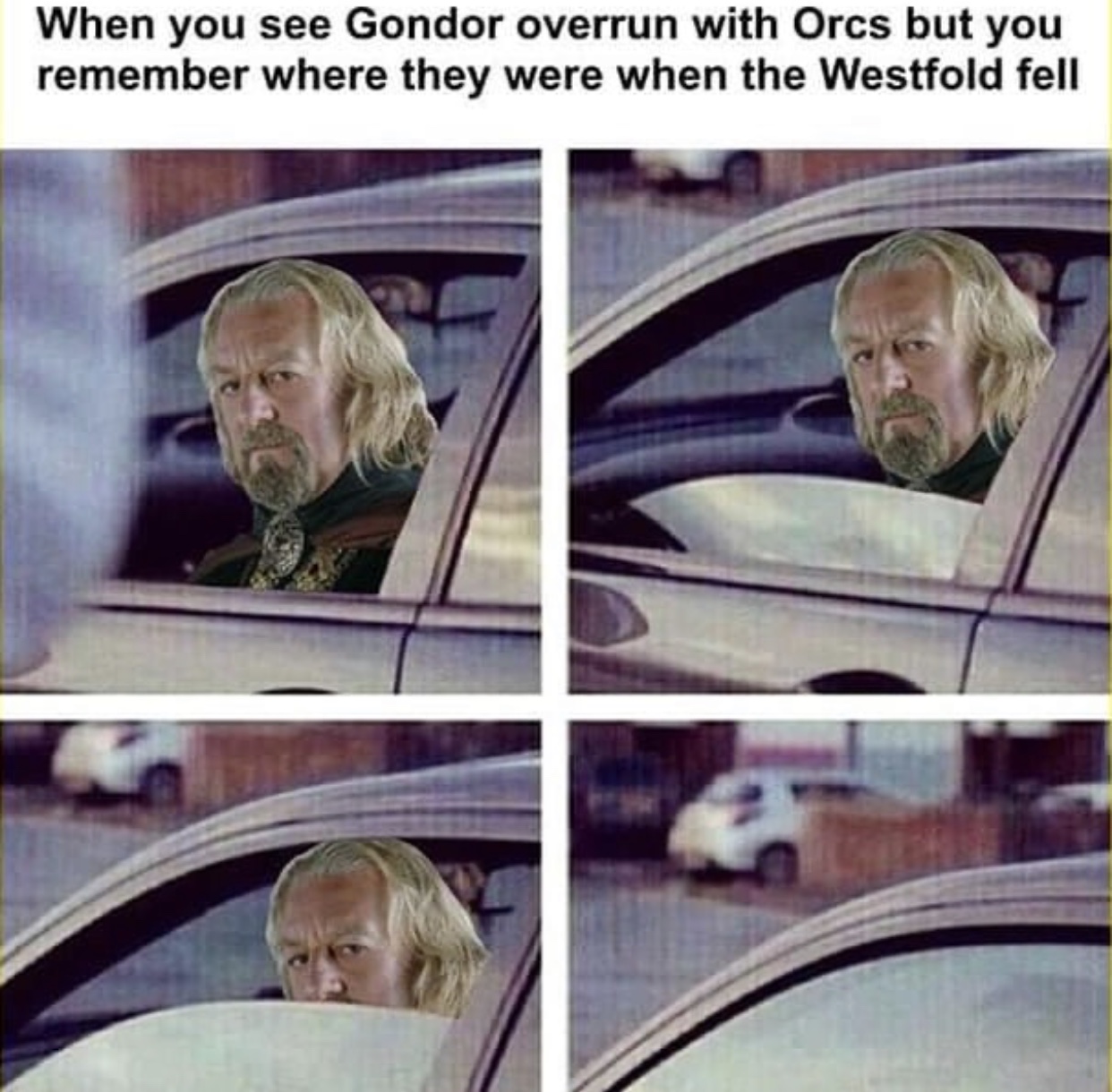 funny black girl meme with hand - When you see Gondor overrun with Orcs but you remember where they were when the Westfold fell