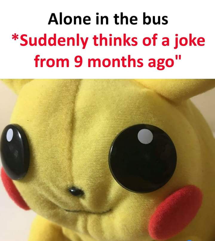 Alone in the bus Suddenly thinks of a joke from 9 months ago"