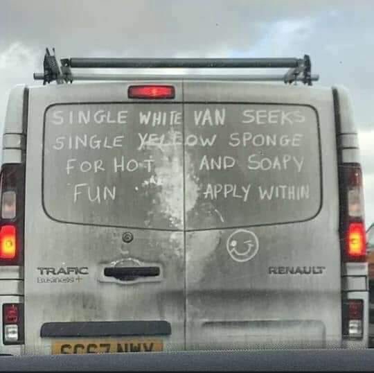 vehicle registration plate - Single White Van Seeks Single Yellow Sponge For Hot And Soapy Fun Apply Within Trafic Brics Renault