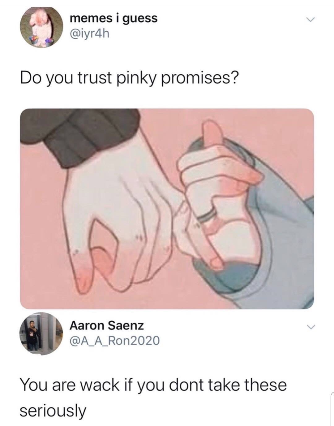 anime aesthetic twitter header - memes i guess Do you trust pinky promises? Aaron Saenz You are wack if you dont take these seriously