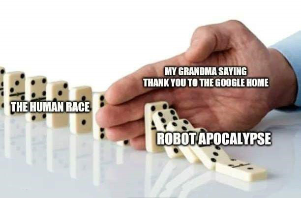dominoes - My Grandma Saying Thank You To The Google Home The Human Race Robot Apocalypse
