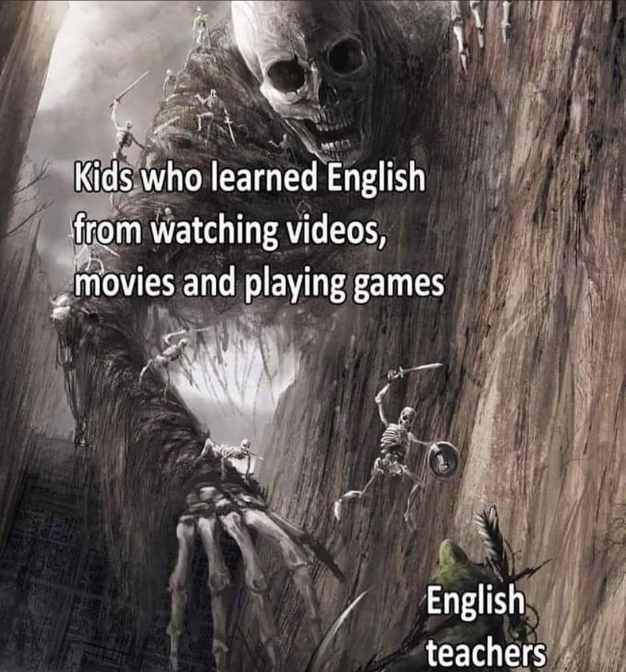 giant scary monsters - Kids who learned English from watching videos, movies and playing games English teachers