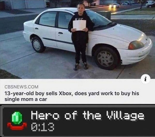 13 years old boy with car - Cbsnews.Com 13yearold boy sells Xbox, does yard work to buy his single mom a car o Hero of the Village