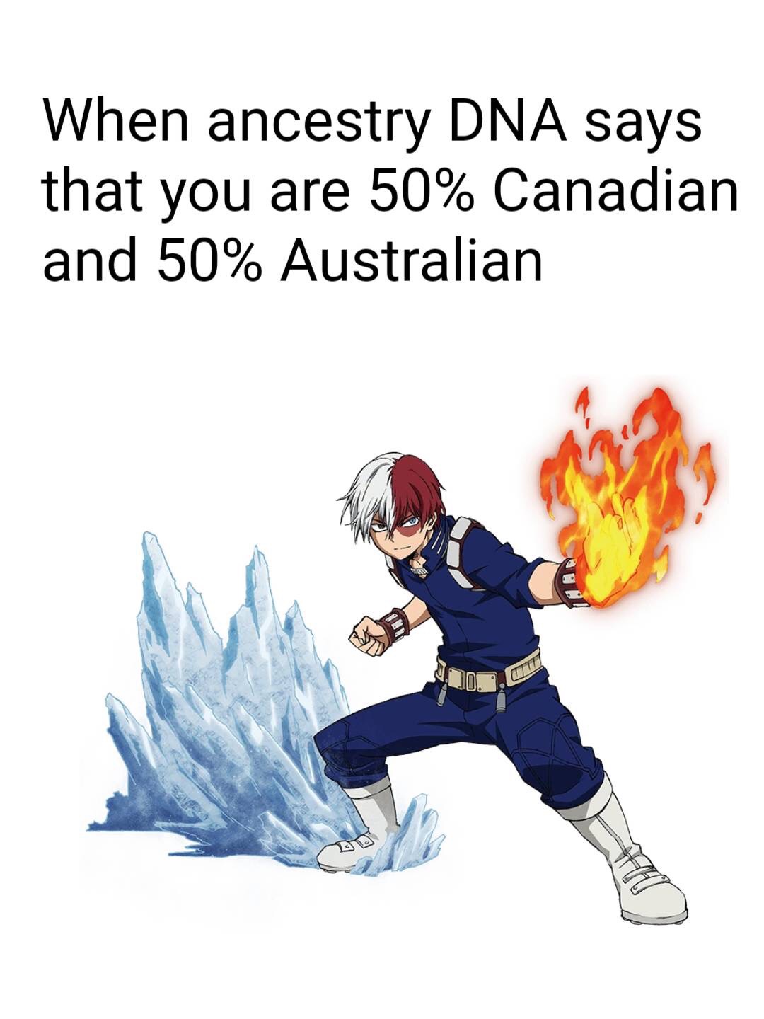 shoto todoroki - When ancestry Dna says that you are 50% Canadian and 50% Australian