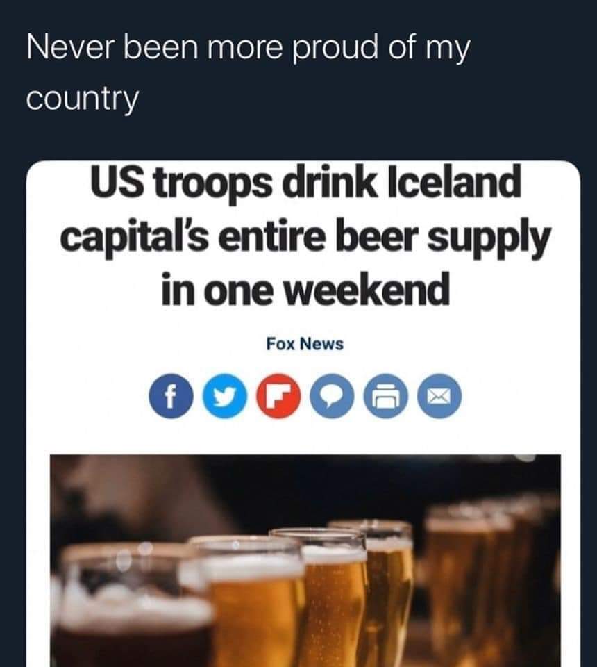 alcohol - Never been more proud of my country Us troops drink Iceland capital's entire beer supply in one weekend Fox News 000000