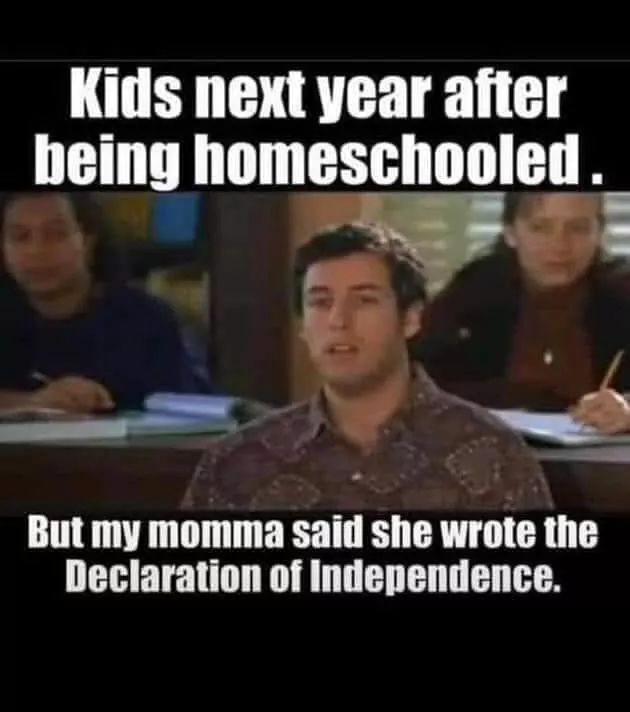 photo caption - Kids next year after being homeschooled. But my momma said she wrote the Declaration of Independence.