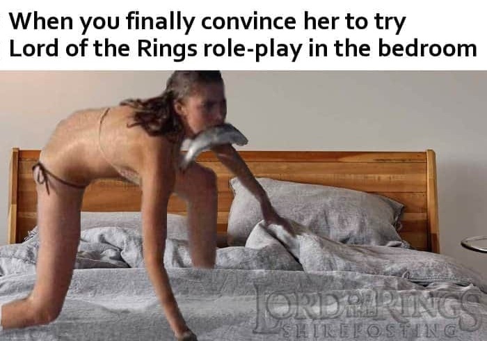 photo caption - When you finally convince her to try Lord of the Rings roleplay in the bedroom Prd Parang Hikerosting