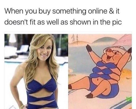 funny swimsuit memes - When you buy something online & it doesn't fit as well as shown in the pic