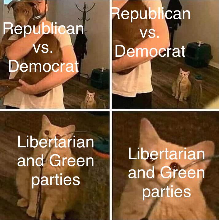 ignored cat meme template - Republican Republican Democrat Democrat Vs. Vs. Libertarian and Green parties Libertarian and Green parties