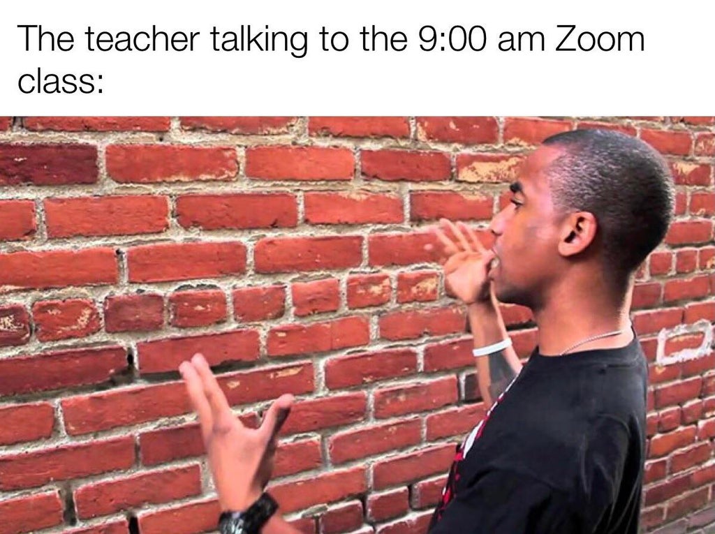 talking to brick wall meme - The teacher talking to the Zoom class