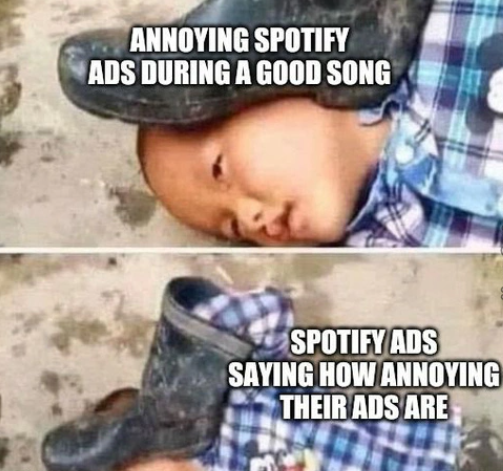 weebs calling weebs weebs - Annoying Spotify Ads During A Good Song Spotify Ads Saying How Annoying Their Ads Are