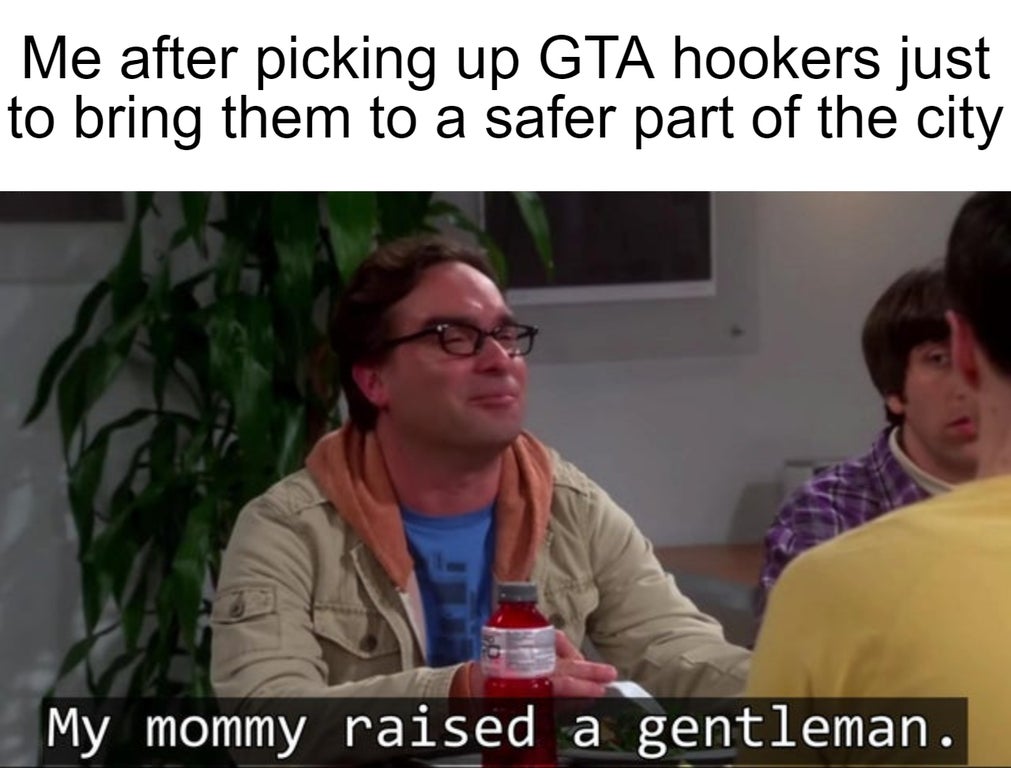 mommy raised a gentleman - Me after picking up Gta hookers just to bring them to a safer part of the city My mommy raised a gentleman.