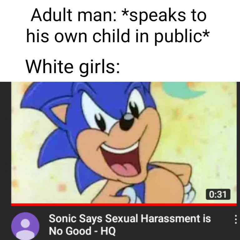 dank memes - sonic says that's no good - Adult man speaks to his own child in public White girls Sonic Says Sexual Harassment is No Good Hq