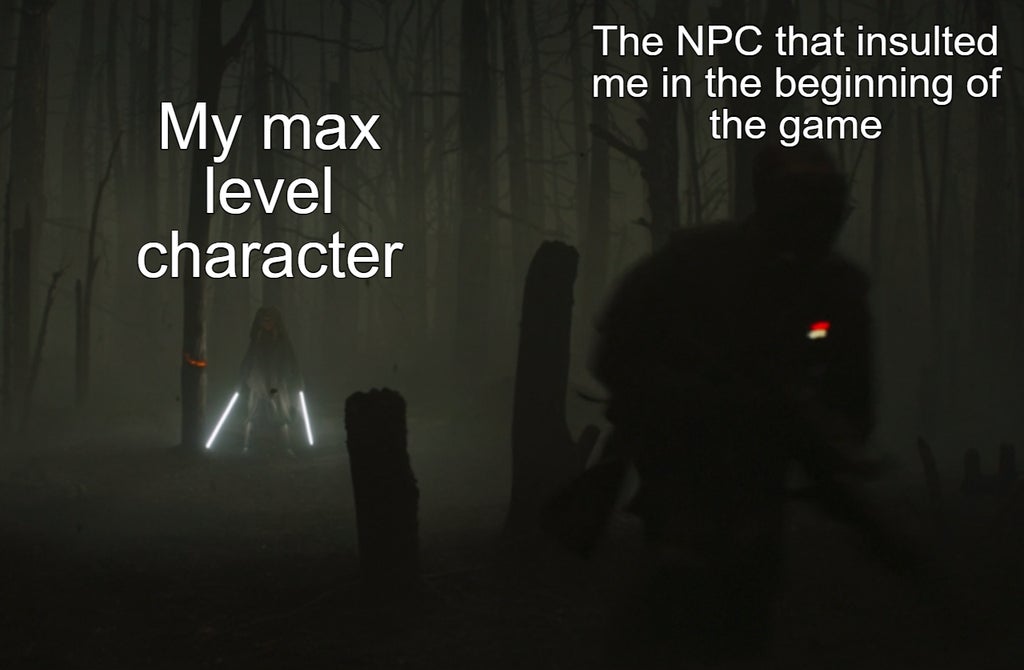 dank memes - darkness - The Npc that insulted me in the beginning of the game My max level character
