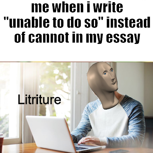 young man writing an email - me when i write "unable to do so" instead of cannot in my essay Litriture