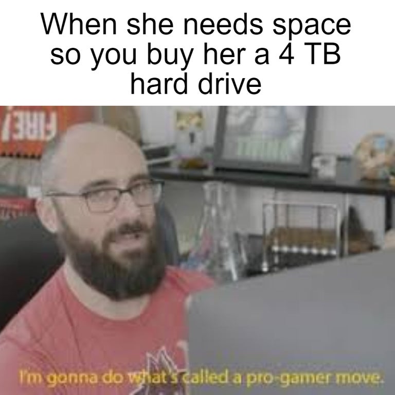 im gonna do whats called a pro gamer move memes - When she needs space so you buy her a 4 Tb hard drive 1391 I'm gonna do what's called a progamer move.