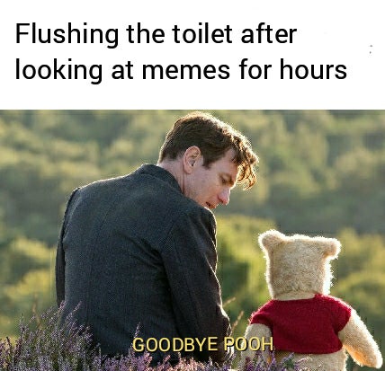 ewan mcgregor christopher robin - Flushing the toilet after looking at memes for hours Goodbye Pooh