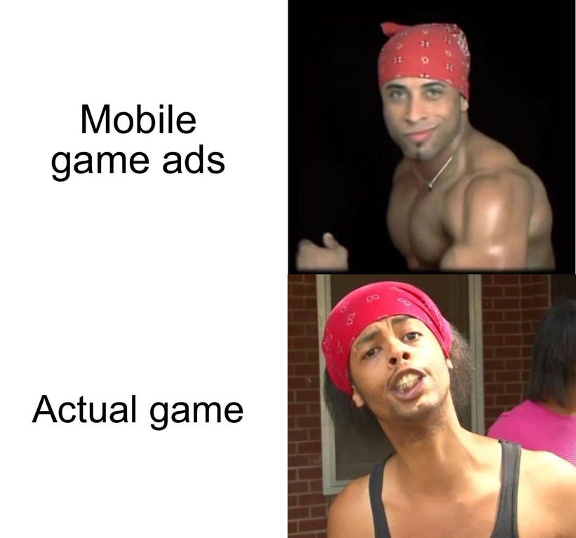 photo caption - Mobile game ads Actual game