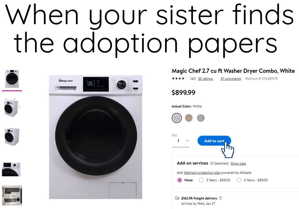windows 7 enterprise - When your sister finds the adoption papers Magic Chef 2.7 cu ft Washer Dryer Combo, White 4.1 35 ratings 37 Walmart Veghel 135 $899.99 Actual Color White Qty Add to cart Addon services O Selected Show less Add Walmart protection pla