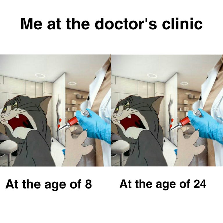 photo caption - Me at the doctor's clinic At the age of 8 At the age of 24