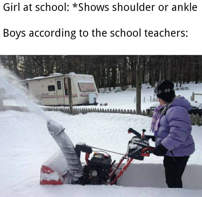 funny dank memes - Girl at school Shows shoulder or ankle Boys according to the school teachers