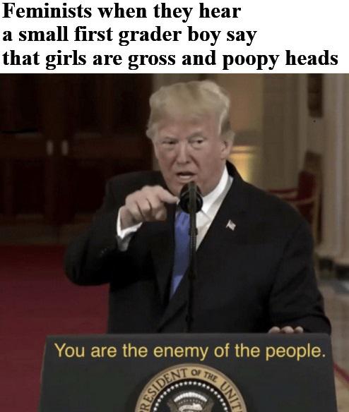 you are an enemy of the people meme - Resident Feminists when they hear a small first grader boy say that girls are gross and poopy heads You are the enemy of the people. Of The Unit